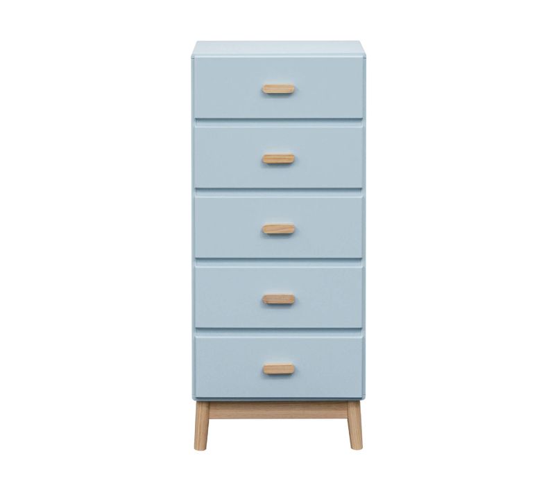 Chiffonier Kuro 115x50x40 Mdf Bois Bleu Ciel Marron Scandinave