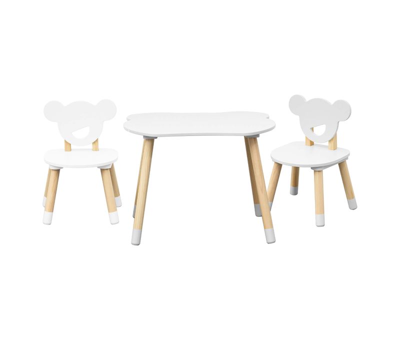 Table Et 2 Chaises Pour Enfants Nefel 44x60x56 Mdf Pin Blanc Marron Ensemble 3 Pièces