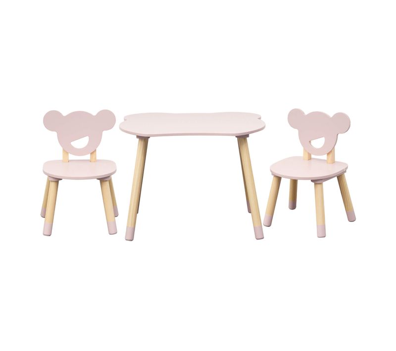 Table Et 2 Chaises Pour Enfants Sika 44x60x56 Mdf Pin Rose Marron Ensemble 3 Pièces