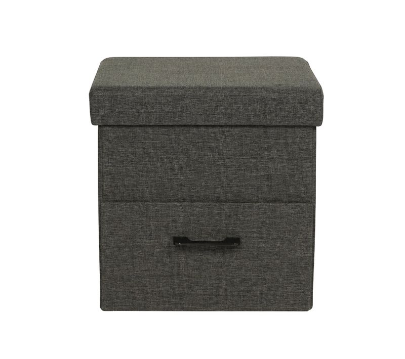 Pouf Coffre De Rangement Alocasia 40x40x40 Pu Mdf Gris Foncé