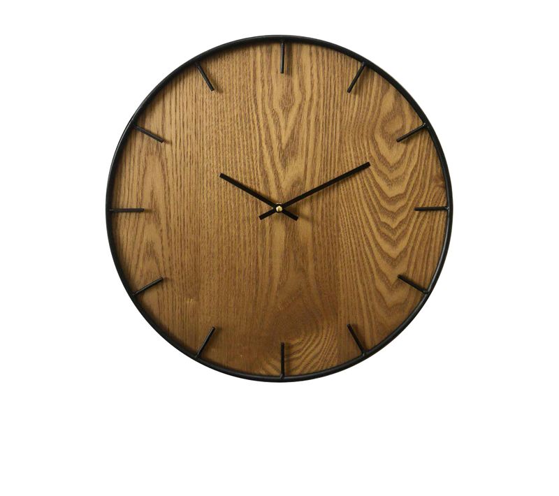 Pendules Horloge Murales Decor Mdf Marron Noir Salon 40x40x4,5