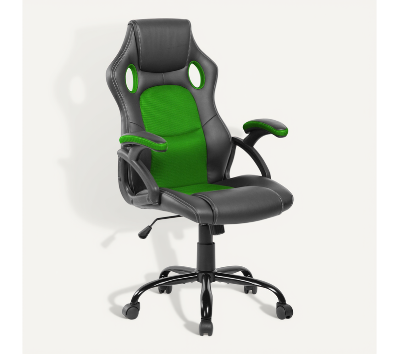 Chaise De Bureau Fauteuil Gamer Noir Vert Simili-cuir 120x66x63