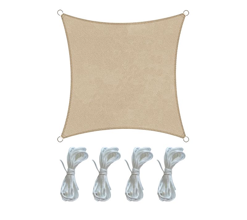 Parasol Voile D'ombrage Carré Beige Polyéthylène Outdoor 3,6x3,6