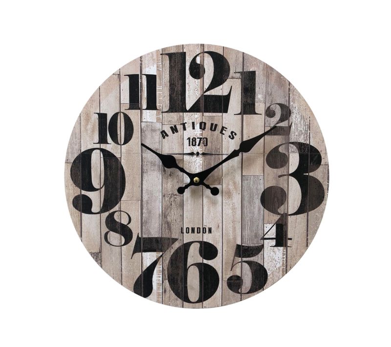 Horloge Murale Mdf Noir Brun Cuisine Salon 33,8x33,8x4