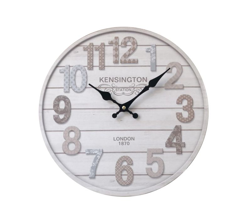 Horloge Murale Mdf Blanc Séjour Cuisine 33.8x33.8x4