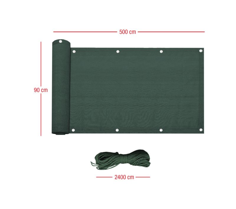 Ecran Protection Confidentialité Hdpe Corde Verts Oeillets 0,9x5
