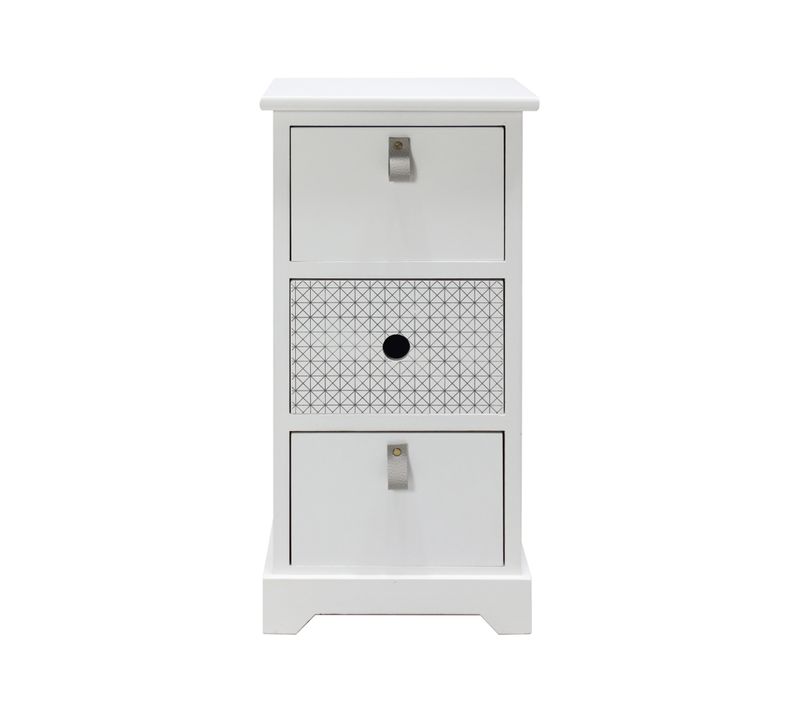 Table De Chevet 3 Tiroirs Bois Mdf Blanc Gris, Moderne Pour Salle De Bain
