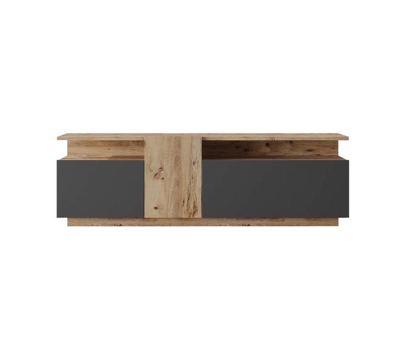Meuble TV Elais 46,5x150x29,5 Panneau De Particules Chêne Clair Gris Foncé Moderne