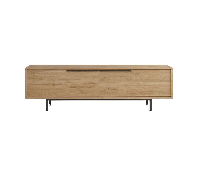 Meuble TV Puka 45x160x35,5 Panneau De Particules Fer Chêne Clair Gris Foncé Moderne