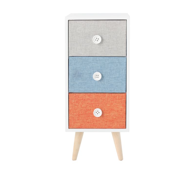 Commode En Bois à 3 Tiroirs Pour Chambres D'enfants Tissu Moderne Et Coloré
