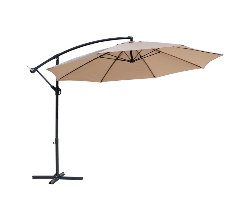 Parasol De Jardin Parasol Beige 3x3 Mât Décentralisér Pour Piscine