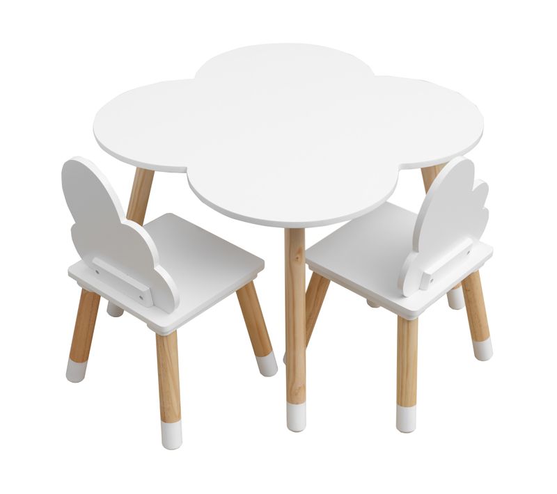 Ensemble De Table Et 2 Chaises Pour Enfants En Bois Blanc Jeux De Table