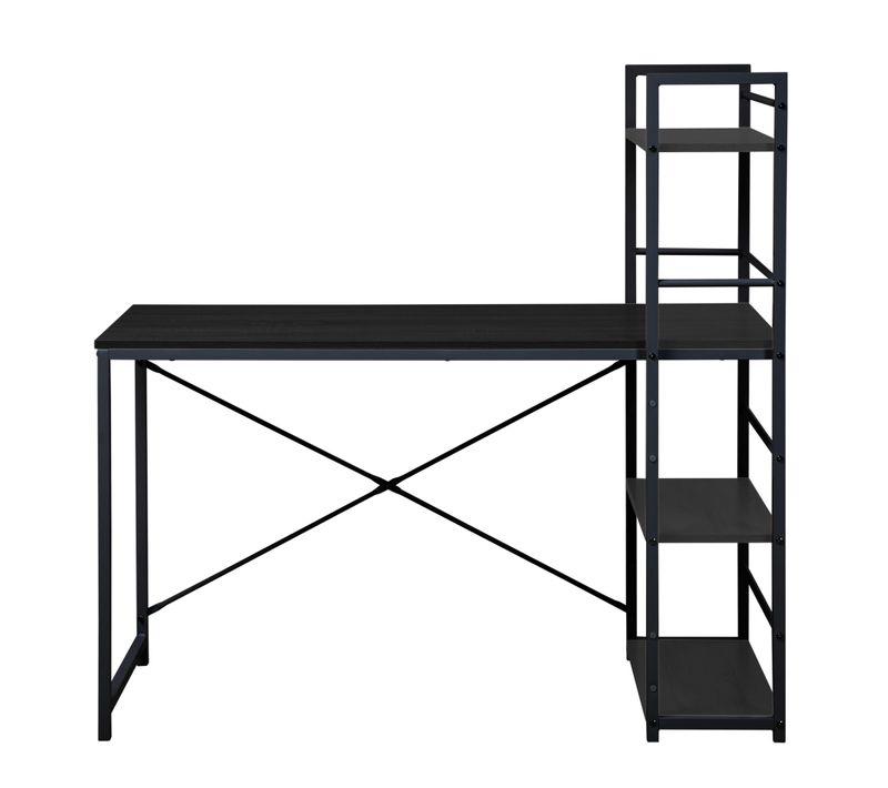 Table De Bureau Pour PC Avec Bibliothèque Bois Noir Métal Bureau Moderne