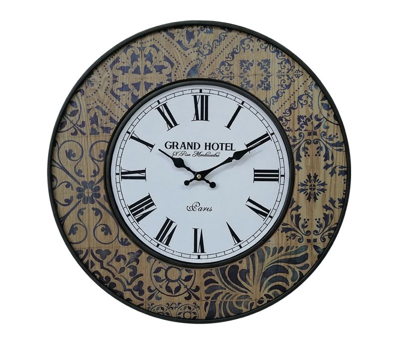 Grande Horloge Murale Blanche Bleue Mdf Metal Pour Cuisine Salon