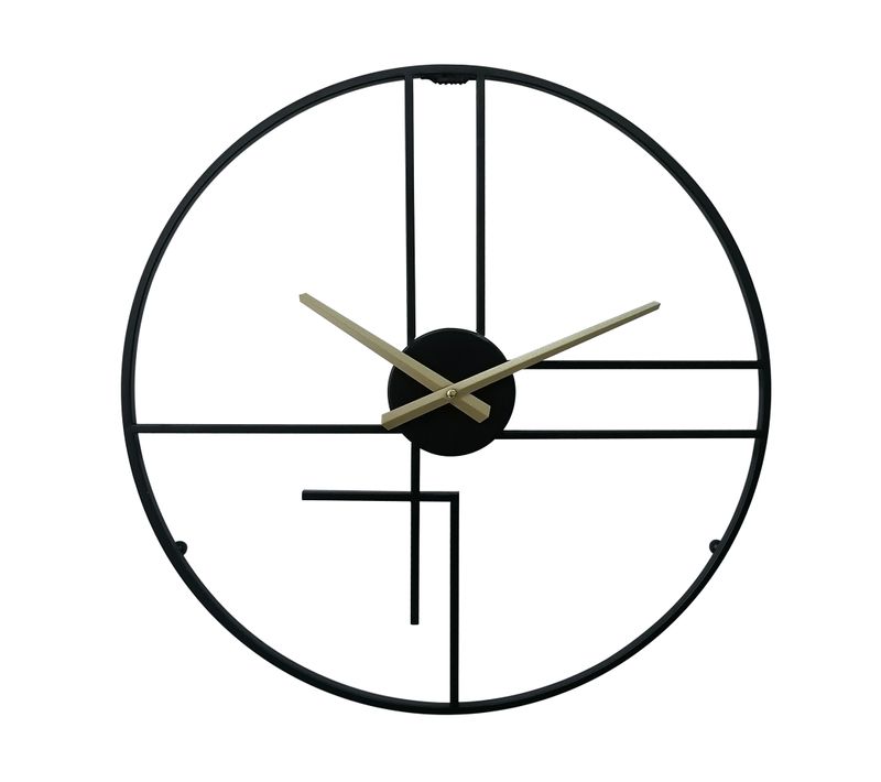 Horloge Murale Moderne Noir Jaune Métal Design Minimal Pour Maison Bureau