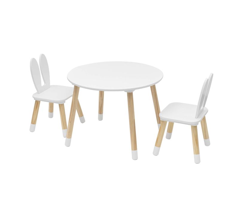 Table Pour Enfants Avec 2 Chaises Mdf Blanc Marron Pour Chambre D'enfants