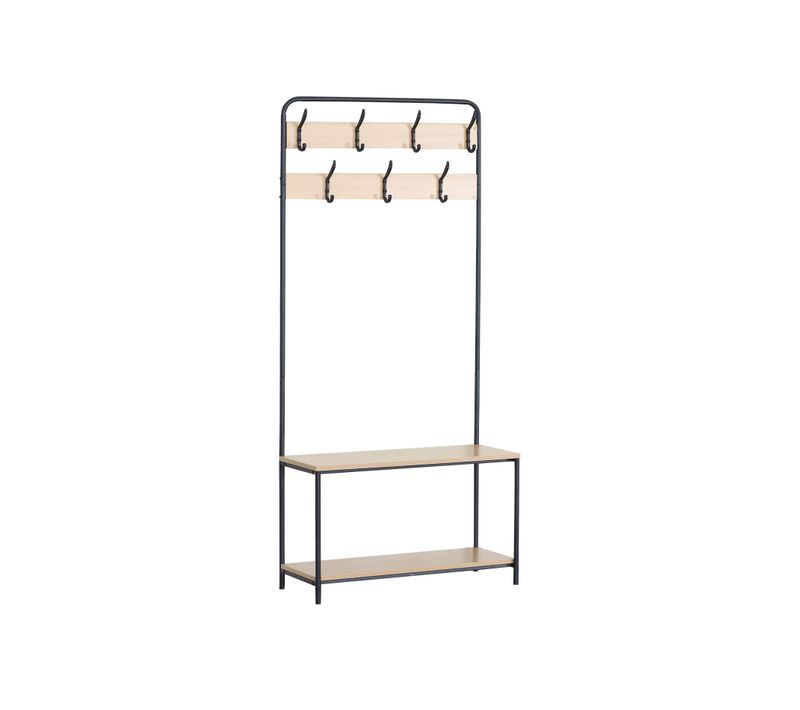 Cintre Meuble à Chaussures Mdf Métal Avec 2 Etagères 7 Crochets Pour Entrées