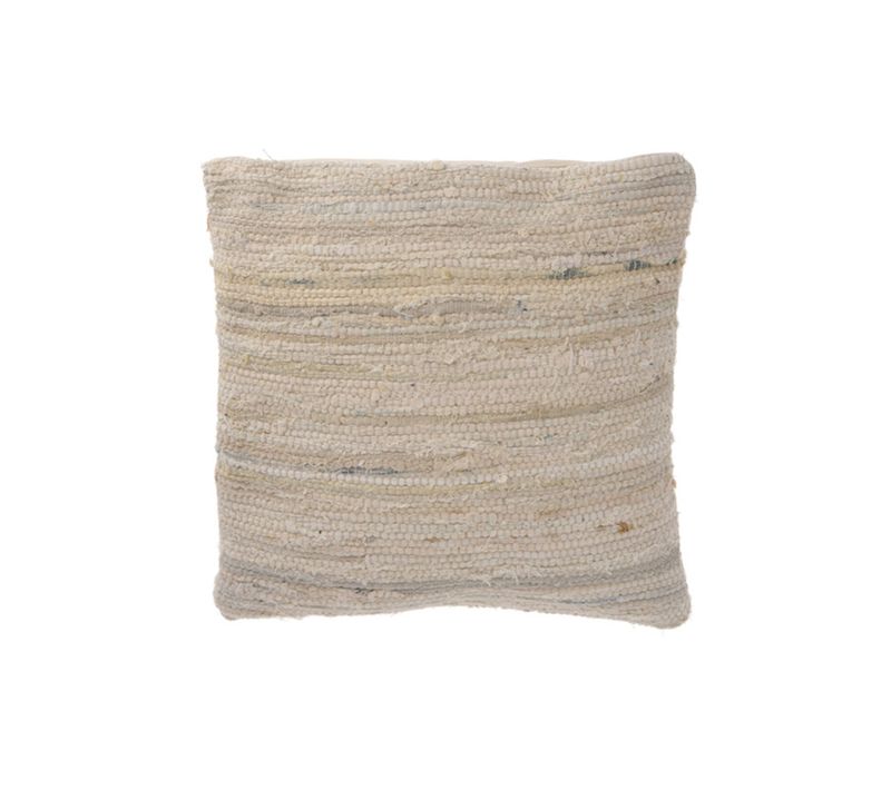 Coussin De Canapé Carré En Coton Denim Beige Déhoussable