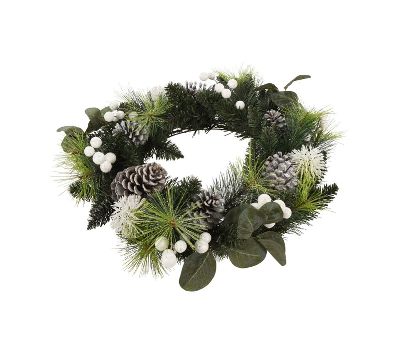 Guirlande De Noël Couronne De Noël En Plastique Vert Blanc