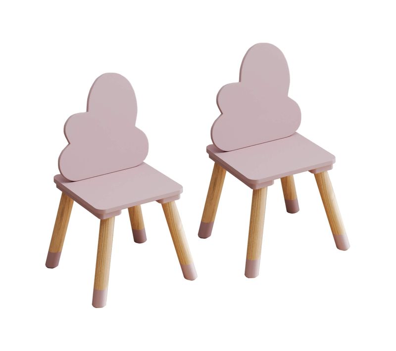 Chaises Pour Enfants Pirasa 50x25x25 Mdf Pin Rose Marron Ensemble 2 Pièces
