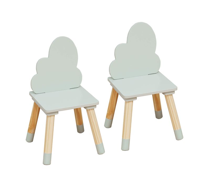 Chaises Pour Enfants Aspasia 50x25x25 Mdf Pin Vert Aqua Marron Ensemble 2 Pièces