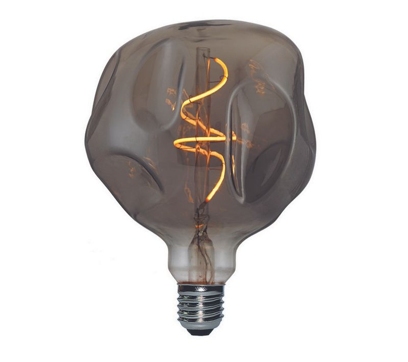 Ampoule Globo Bumped - Spirale - Fumée En Verre, 14 X 14 X 18,5 Cm, 1 X E27, 5w