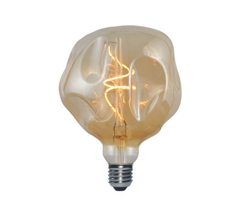 Ampoule Globo Bumped - Spirale - Or En Verre, 14 X 14 X 18,5 Cm, 1 X E27, 5w
