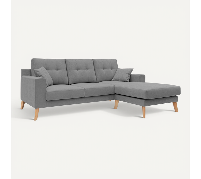 Danish Canapé D'angle Moderne Reversible En Tissu Doux Imperméable T02 237 Cm Gris