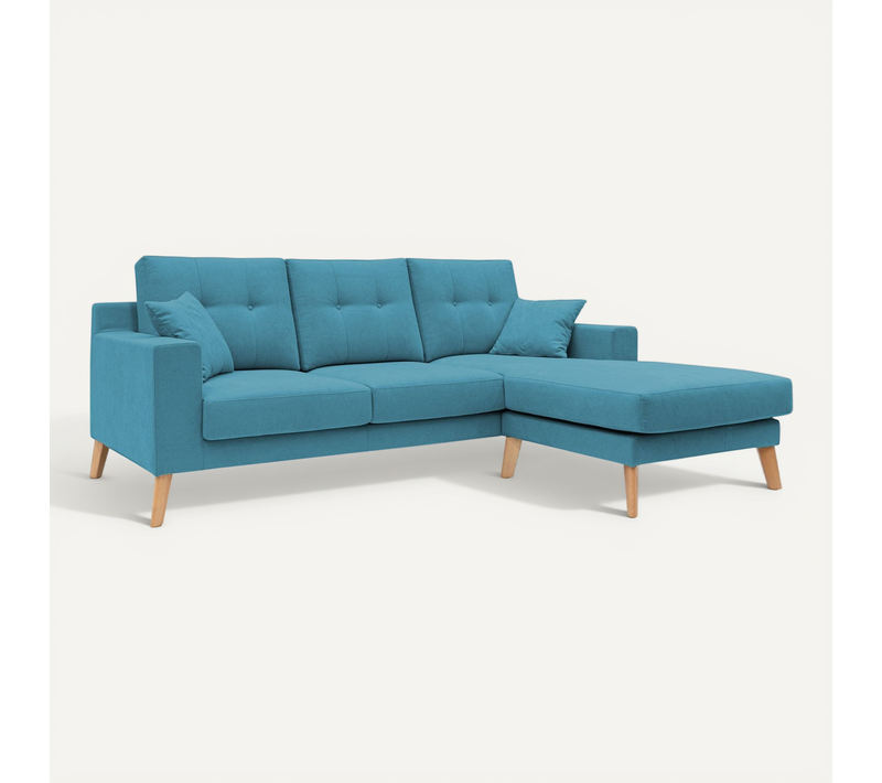 Danish Canapé D'angle Moderne Reversible En Tissu Doux Imperméable T02 237 Cm Bleu Ciel