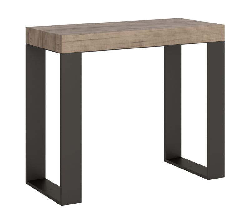 Console Extensible 90x40/196 Cm Tecno Small Premium Chêne Nature Cadre Anthracite