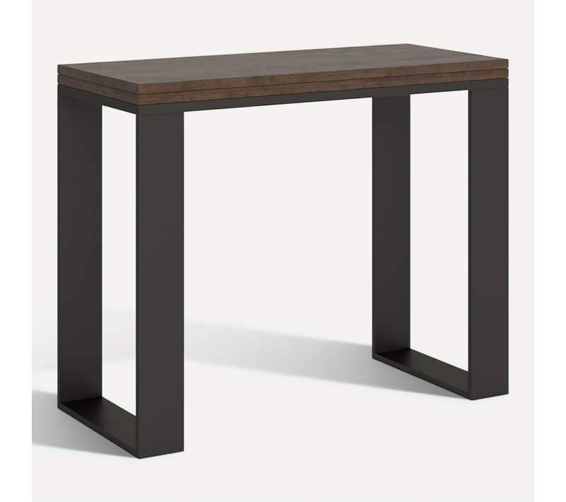 Console Extensible Portefeuille 90x45/90 Cm Tecno Libra Noyer Cadre Anthracite
