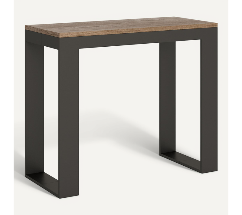 Console Extensible 90x40/300 Cm Tecno Evolution Chêne Nature Cadre Anthracite