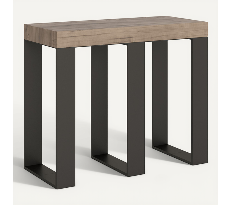 Console Extensible 90x40/196 Cm Sintesi Small Chêne Nature Cadre Anthracite