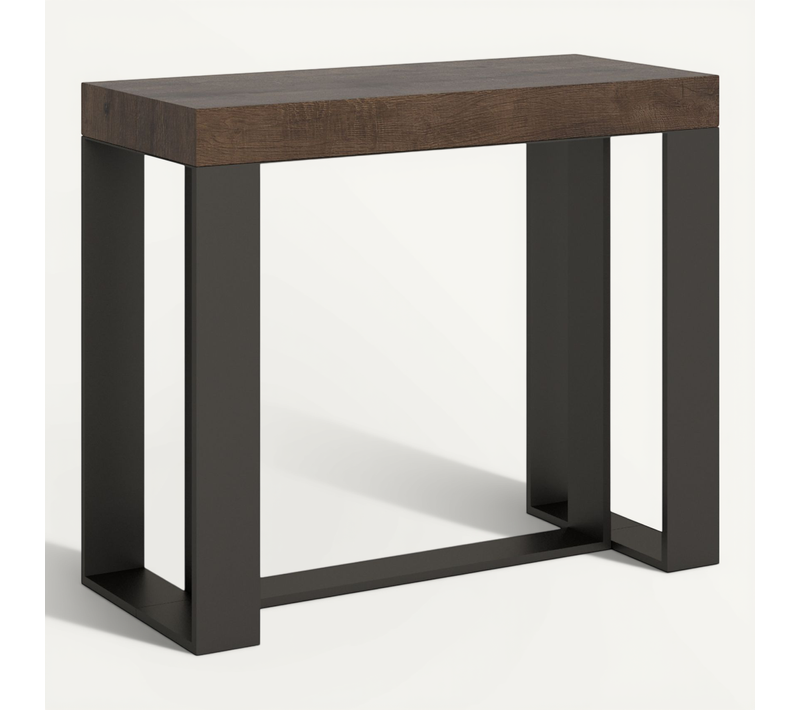 Console Extensible 90x40/300 Cm Futura Noyer Cadre Anthracite