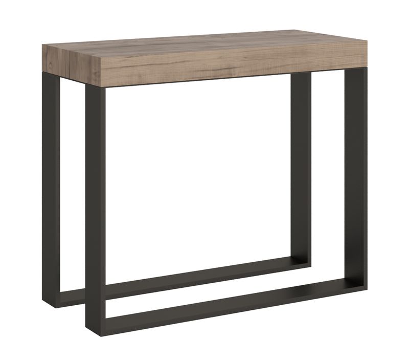 Console Extensible 90x40/300 Cm Elettra Chêne Nature Cadre Anthracite