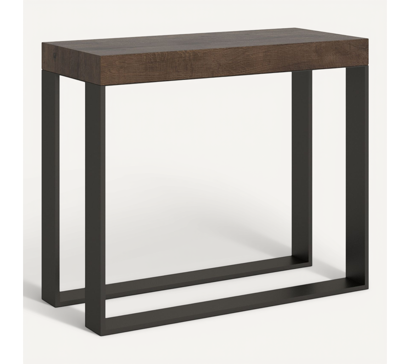 Console Extensible 90x40/300 Cm Elettra Noyer Cadre Anthracite