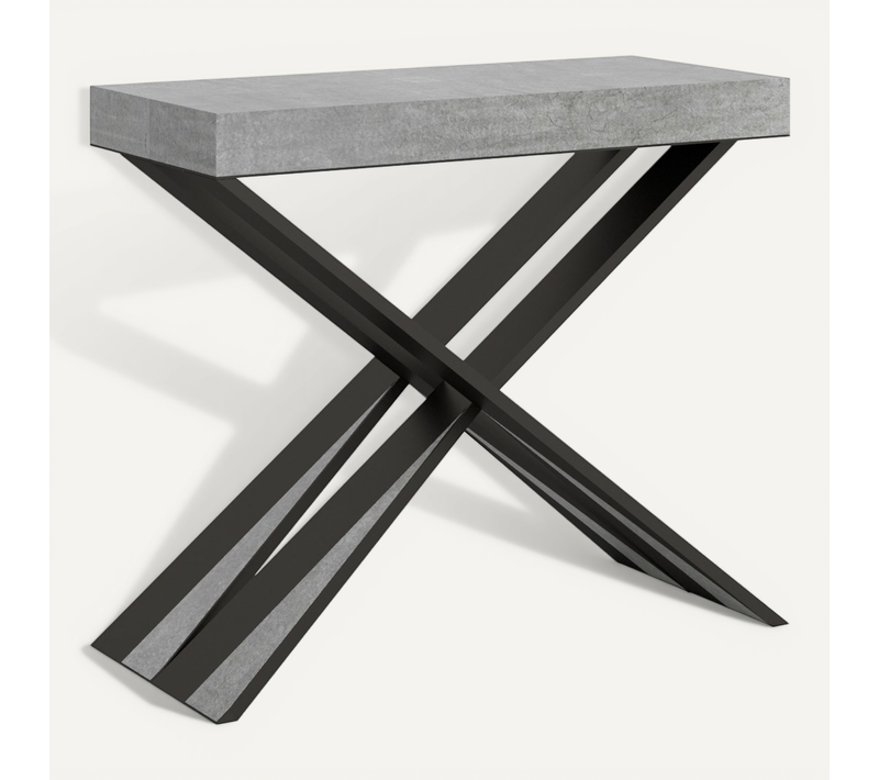 Console Extensible 90x40/196 Cm Diago Small Premium Ciment Cadre Anthracite
