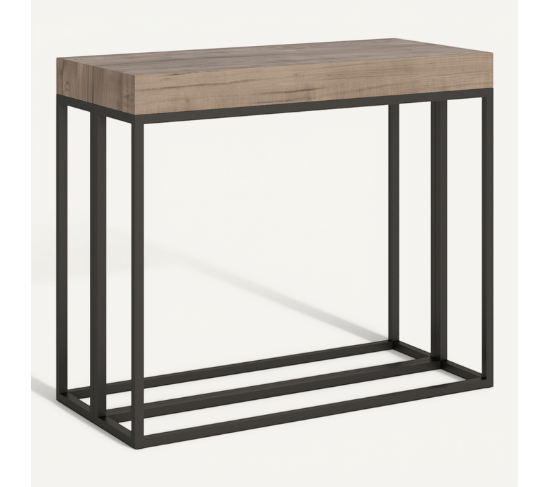 Console Extensible 90x40/196 Cm Epoca Small Chêne Nature Cadre Anthracite