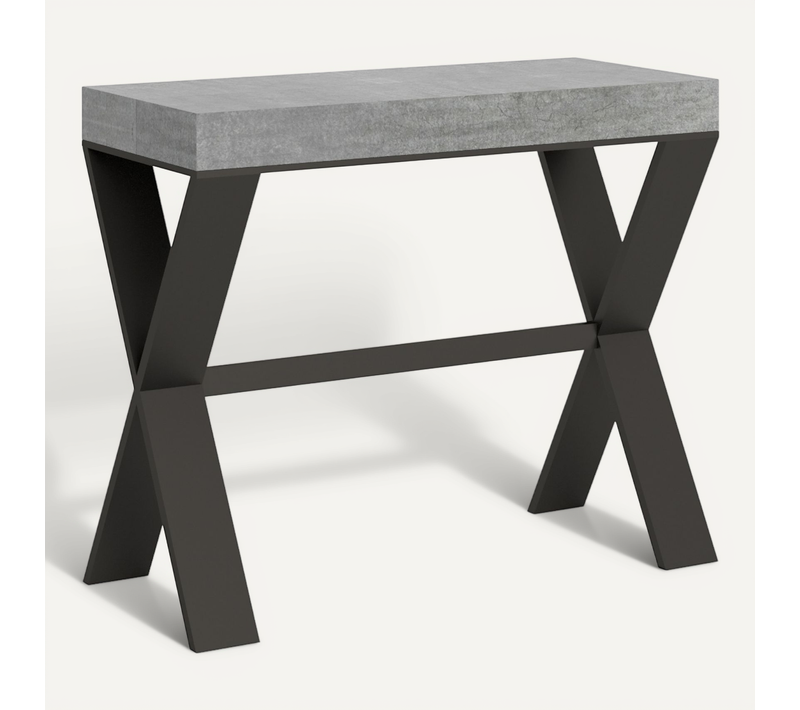 Console Extensible 90x40/300 Cm Xenia Ciment Cadre Anthracite