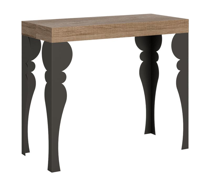 Console Extensible 90x40/300 Cm Paxon Chêne Nature Cadre Anthracite