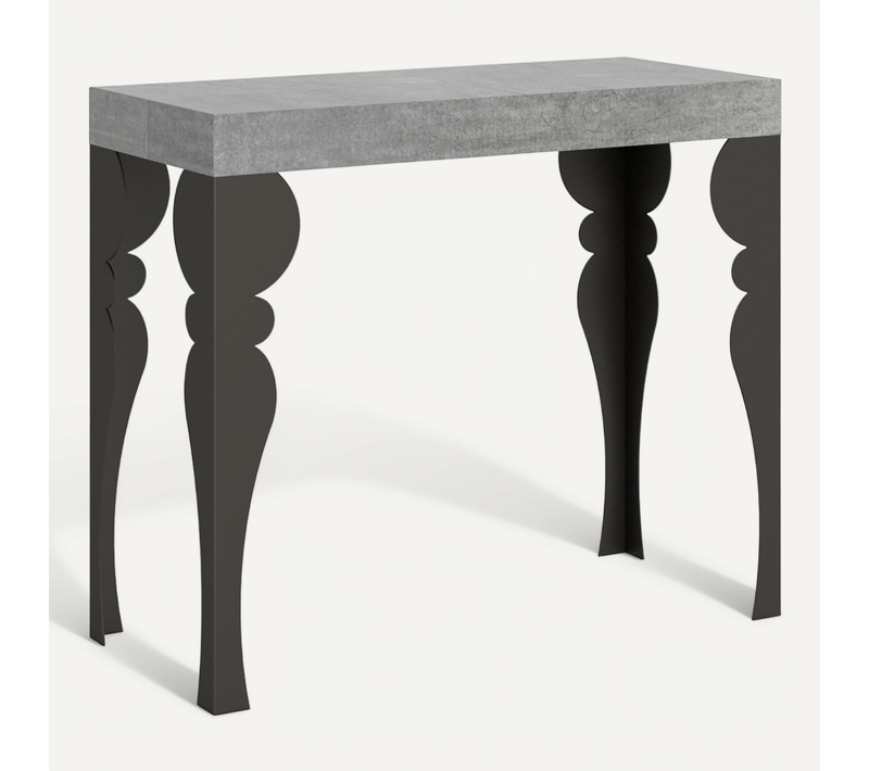 Console Extensible 90x40/300 Cm Paxon Ciment Cadre Anthracite