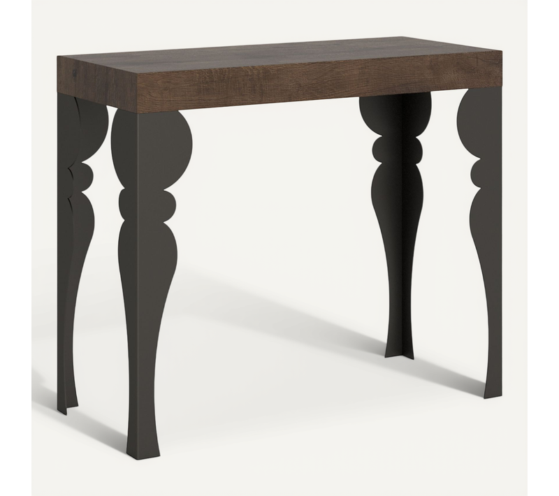 Console Extensible 90x40/300 Cm Paxon Noyer Cadre Anthracite