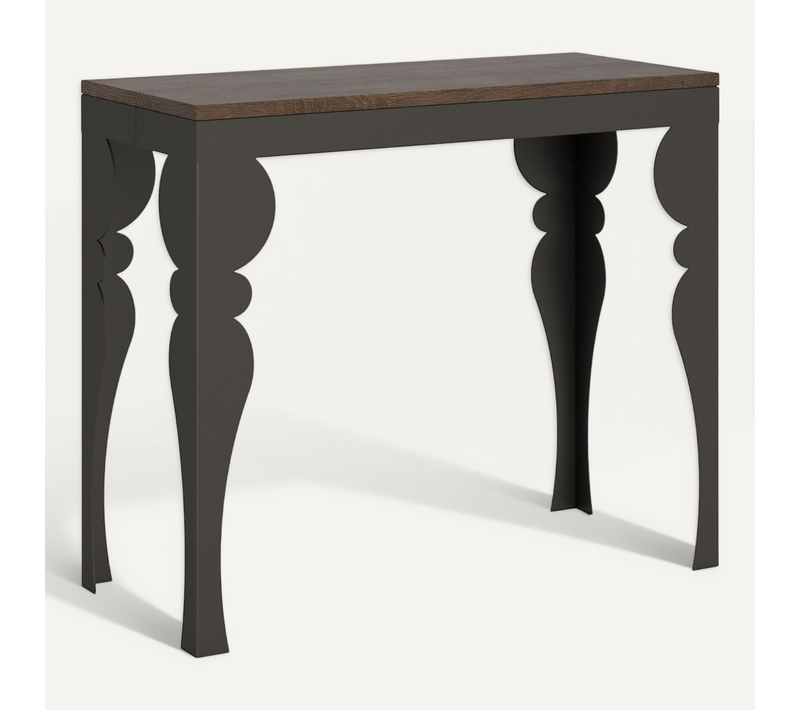 Console Extensible 90x40/196 Cm Paxon Small Evolution Noyer Cadre Anthracite