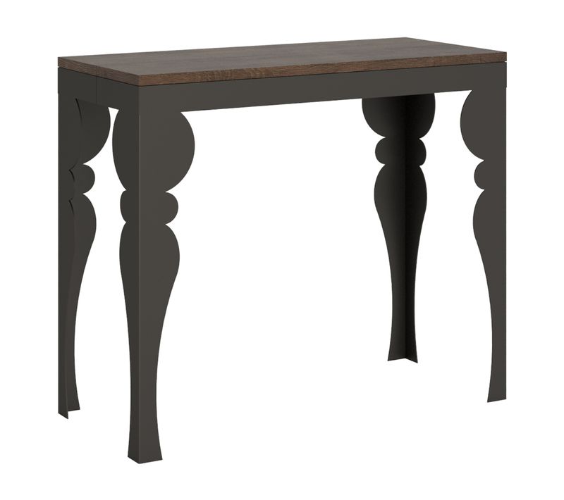 Console Extensible 90x40/300 Cm Paxon Evolution Noyer Cadre Anthracite