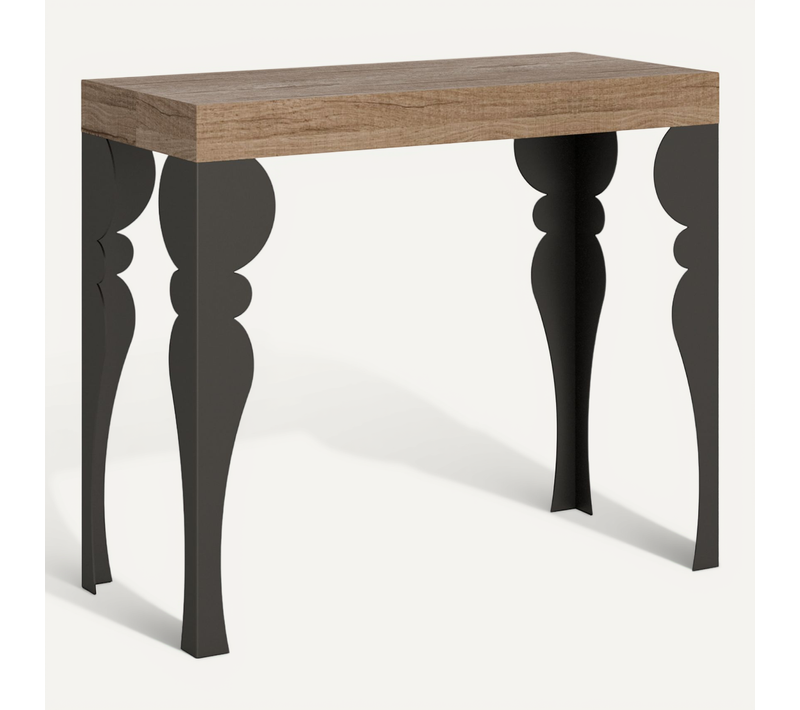 Console Extensible 90x40/196 Cm Paxon Small Premium Chêne Nature Cadre Anthracite