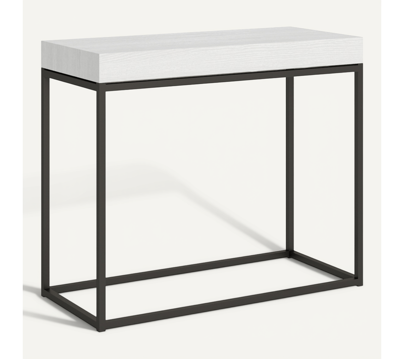 Console Extensible 90x40/196 Cm Nordica Small Frêne Blanc Cadre Anthracite