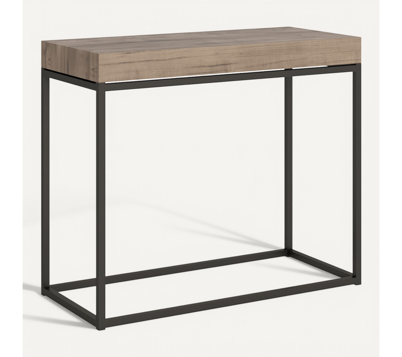 Console Extensible 90x40/196 Cm Nordica Small Chêne Nature Cadre Anthracite