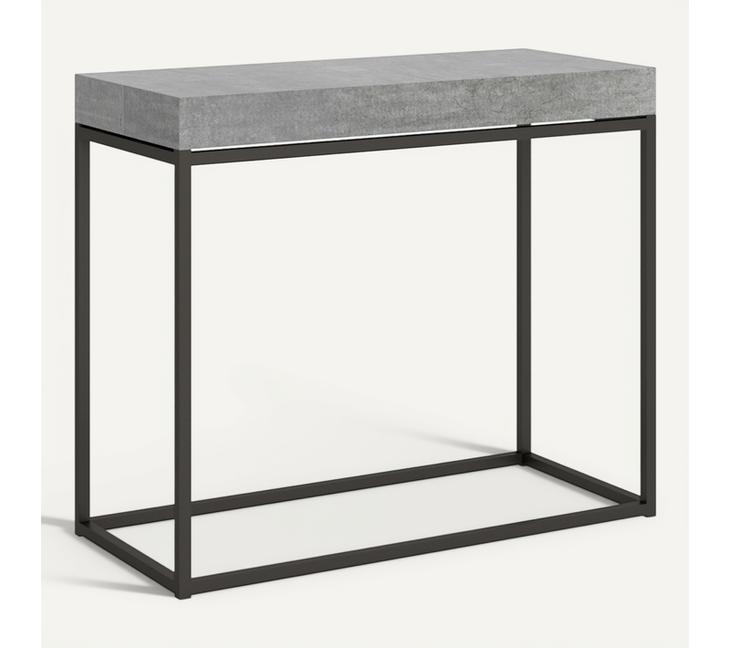 Console Extensible 90x40/196 Cm Nordica Small Ciment Cadre Anthracite