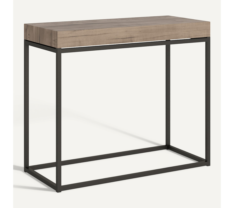 Console Extensible 90x40/300 Cm Nordica Chêne Nature Cadre Anthracite