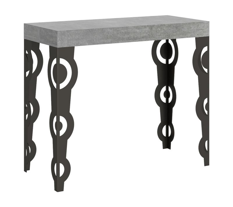 Console Extensible 90x40/300 Cm Karamay Premium Ciment Cadre Anthracite